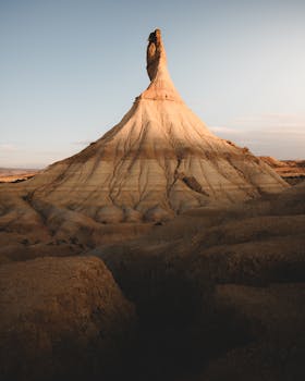 Stunning view of a unique sandstone formation in a Spanish desert, showcasing natural beauty.
