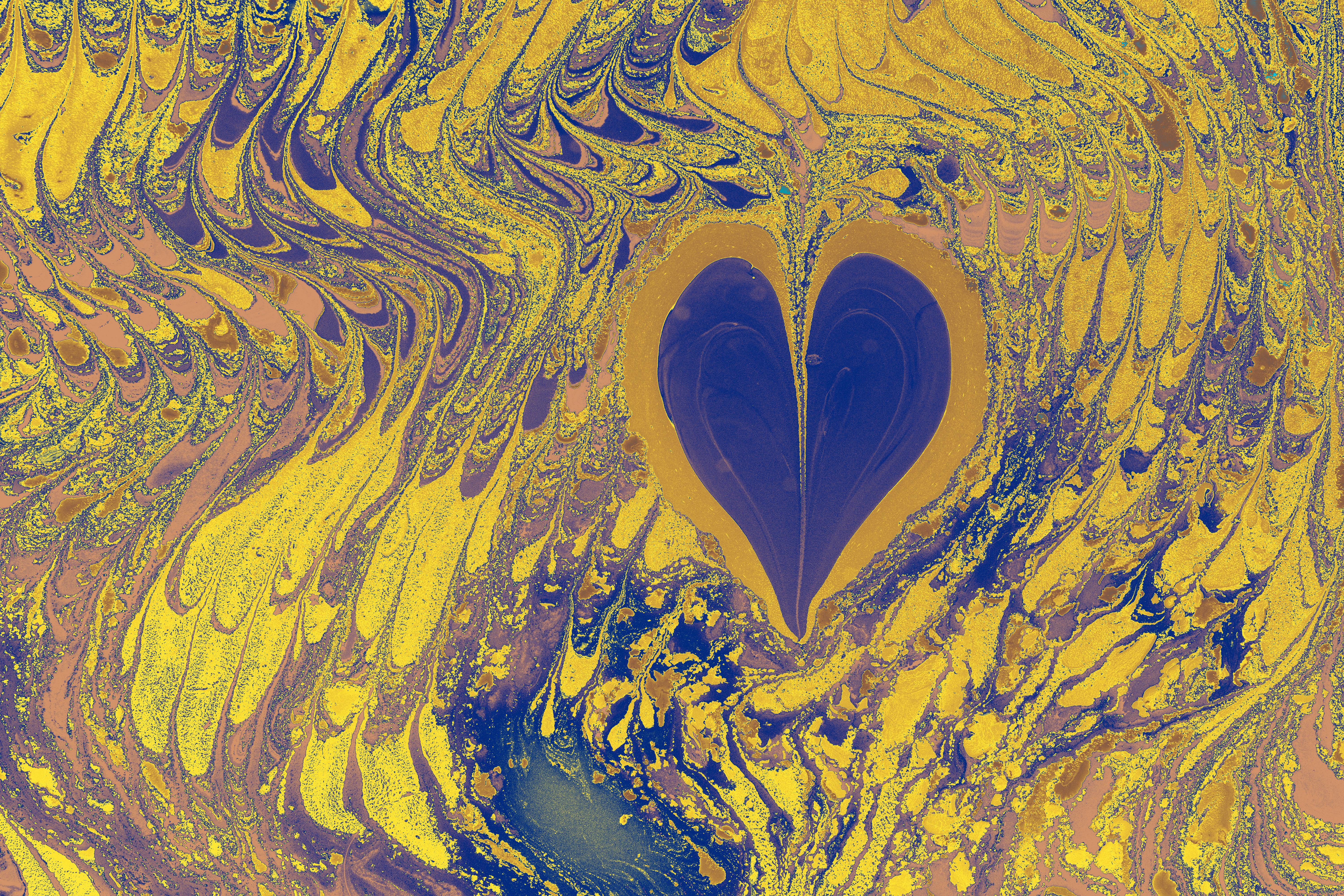 a yellow and blue heart is shown in a painting