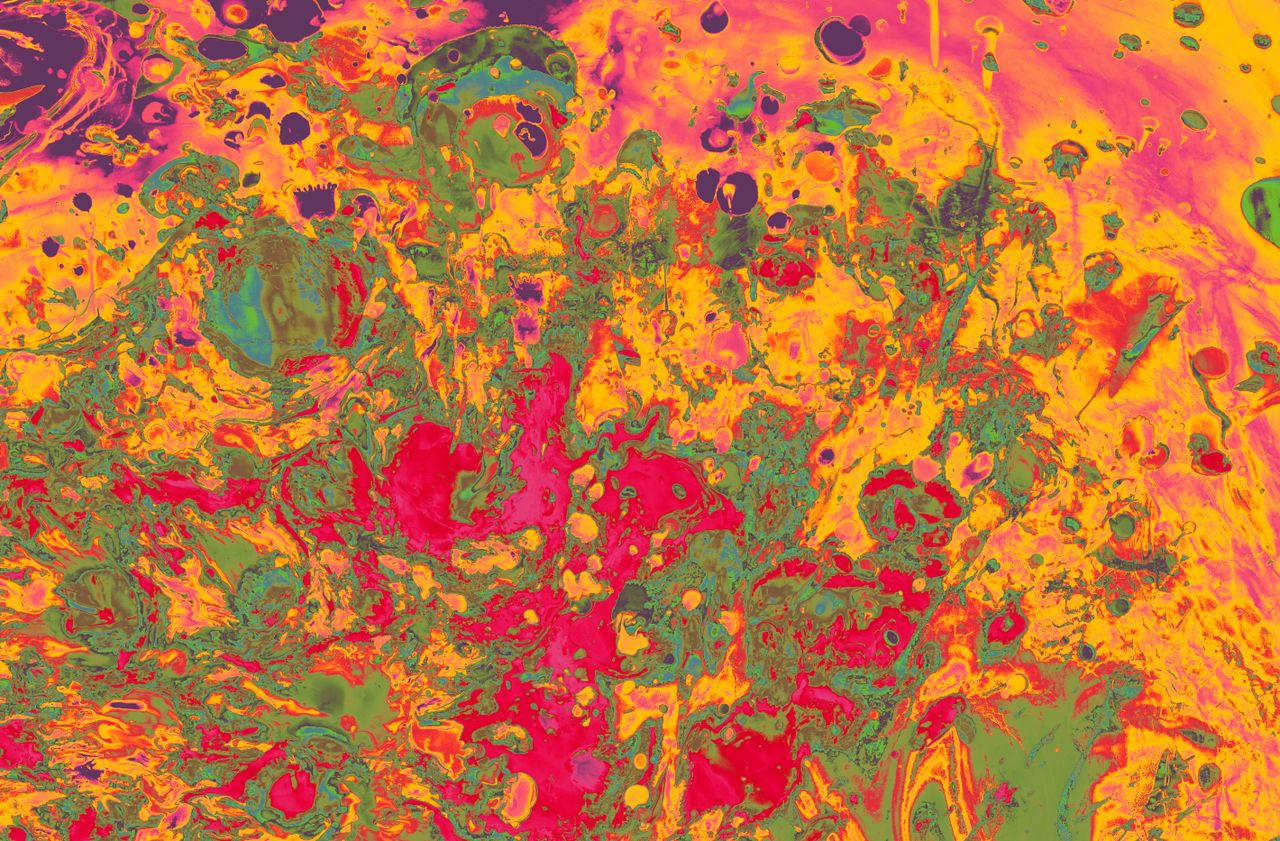 vivid abstract acrylic painting featuring a vibrant splash of colors w