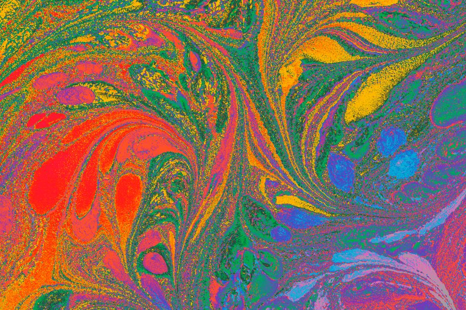 A mesmerizing blend of swirling colors creating a vibrant abstract fluid art piece.