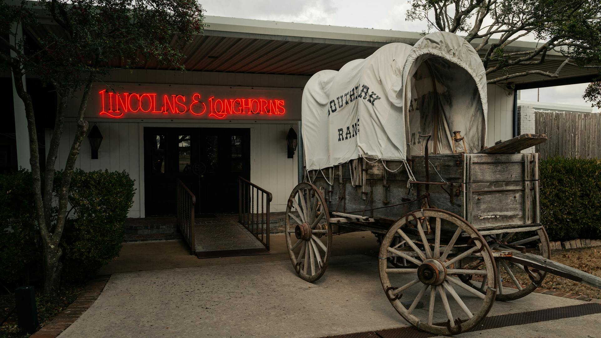 Old Fashioned Wooden Wagon by Lincolns Longhorns Building