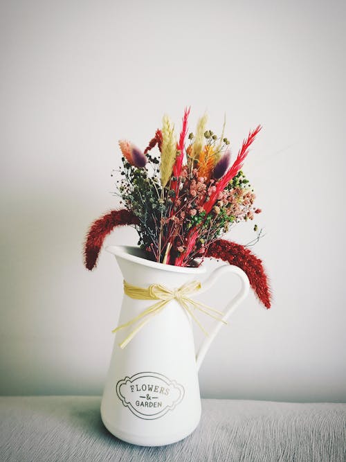 Dry Flowers in Vase on Table