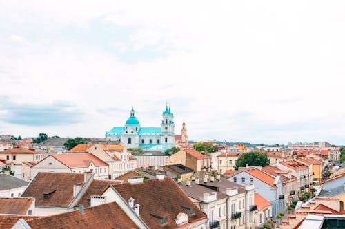 Cityscape of Grodno with the View of the St. Francis Xavier Cathedral in Belarus