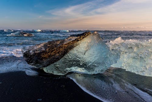 A Block of Ice on the Beach 