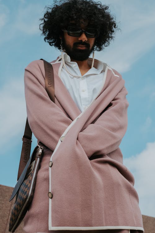 Portrait of Man with Curly Hair and Beard