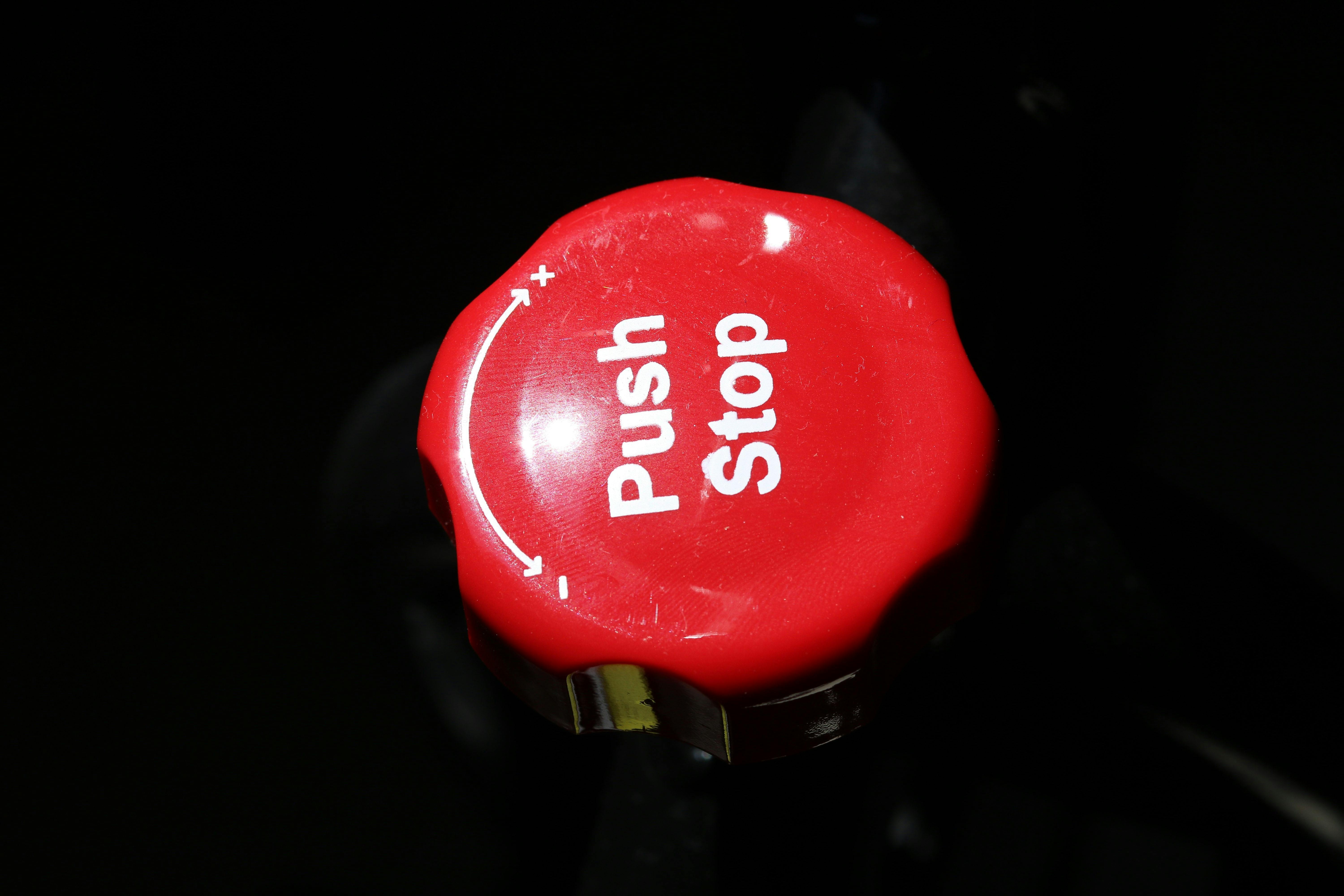 Free stock photo of push button, red, stop