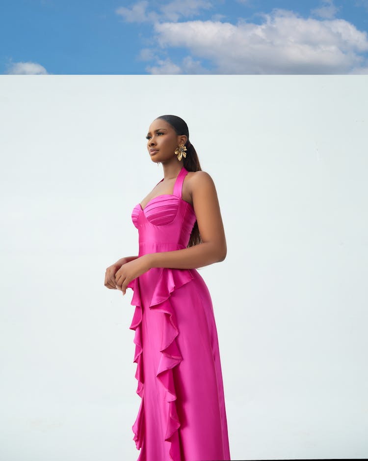 Woman Wearing Pink Gown