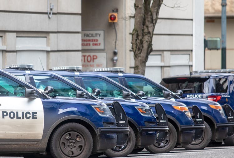 Generic Police Cars All In A Line