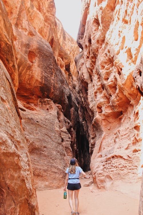 Back View of Woman on the Jennys Canyon Trail, Utah, USA