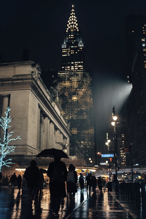 People Walking on City Street during Nighttime