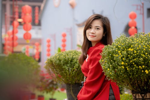 Gratis lagerfoto af asiatisk kvinde, blomster, have