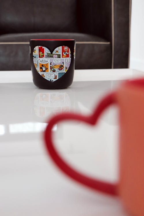 Free Hearts on Mugs  Stock Photo