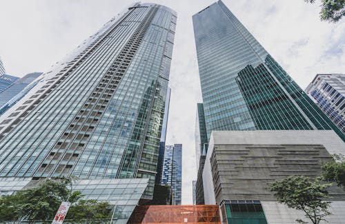 Low Angle Shot of Modern Skyscrapers in Singapore 