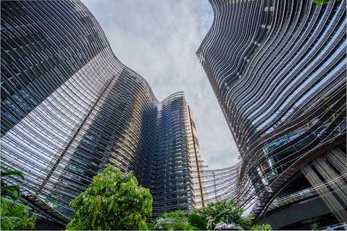 Low Angle Shot of Modern Skyscrapers in Singapore 