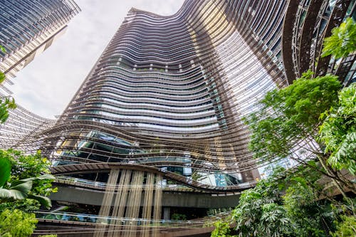 Low Angle Shot of Modern Skyscrapers in Singapore 