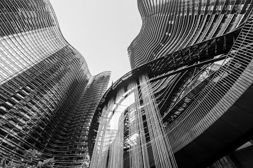 Low Angle Shot of Modern Skyscrapers in Singapore 