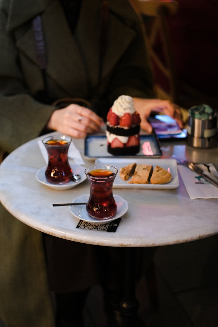 Tea And Dessert On Table