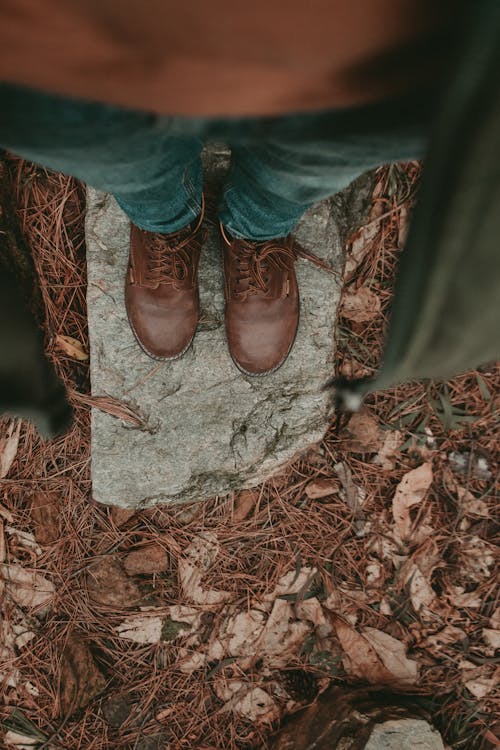 Foto profissional grátis de botas marrons, calçados, chão