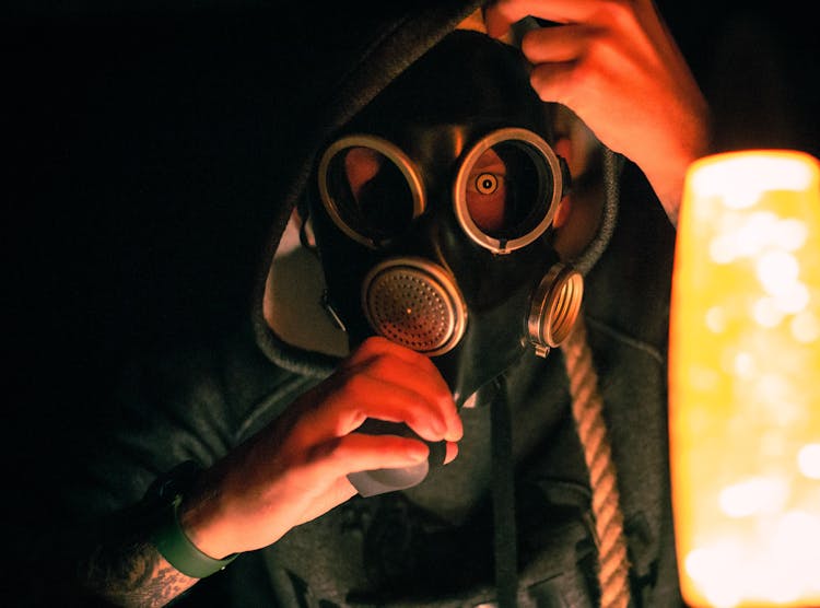 Man Wearing A Gas Mask 