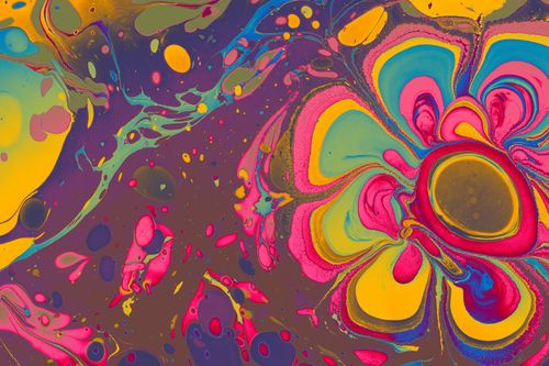 Free Vibrant abstract fluid art with colorful swirls and patterns. Stock Photo