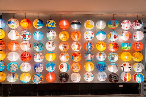 Ball-shaped Lanterns on Display