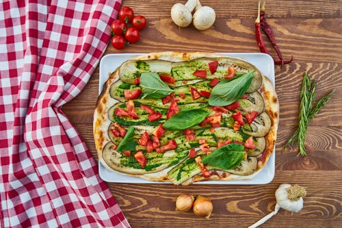 Free Pizza With Vegetables and Spices Stock Photo