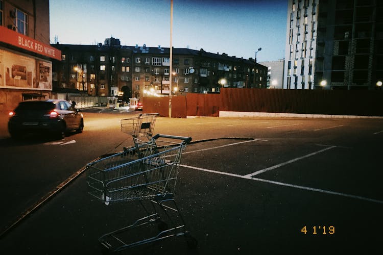 Push Carts On The Parking Lot