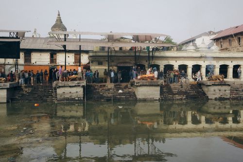 Free A Hindu ritual ceremony taking place at the sacred Pashupatinath Temple in Nepal. Stock Photo