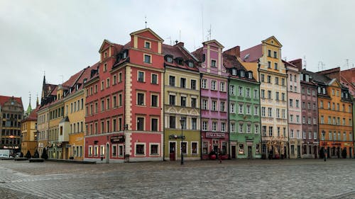 Colorful Tenement Houses on Town Square, Wroclaw, Poland