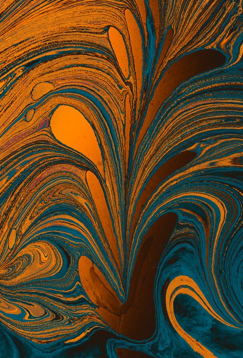 Free Vibrant abstract artwork featuring dynamic wave patterns in bold orange and blue hues. Stock Photo