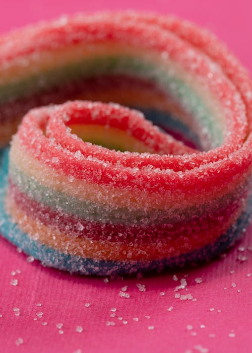 Close-Up Photo of Sour Tape Candy