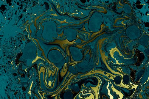 Free Dynamic teal and gold abstract art with marble texture for striking backgrounds and designs. Stock Photo
