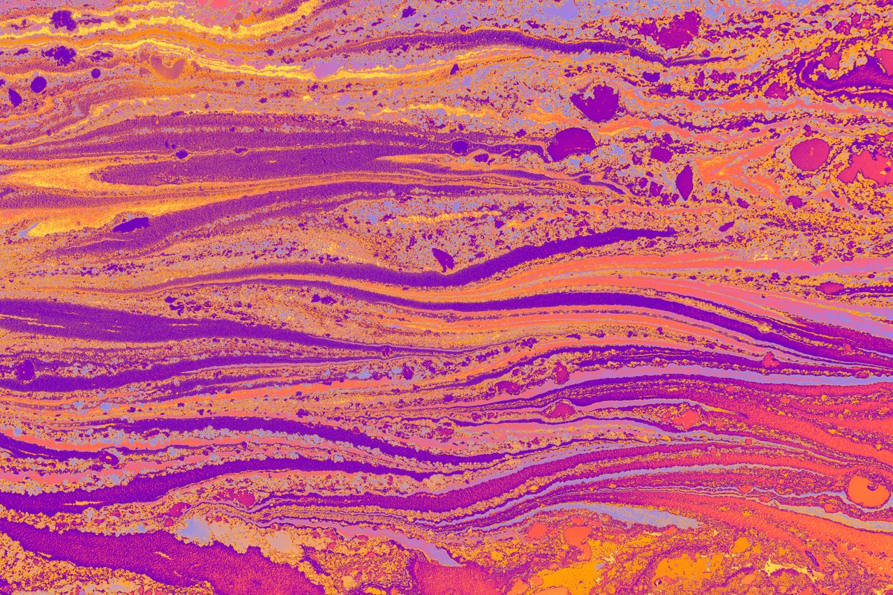 bold and colorful abstract marble pattern with vibrant pink and orange