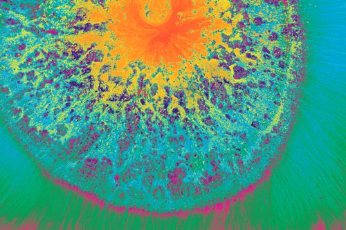 Free A striking abstract artwork featuring vibrant colors and intricate patterns in a radial design. Stock Photo