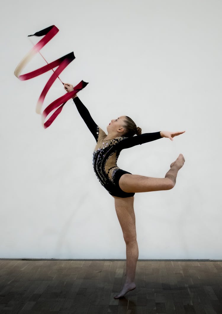 Girl Dancing With Ribbon