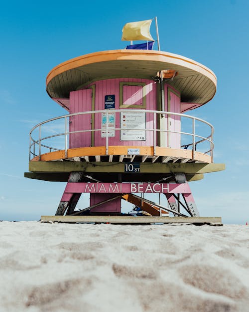 Pink Lifeguard Tower in Miami, USA