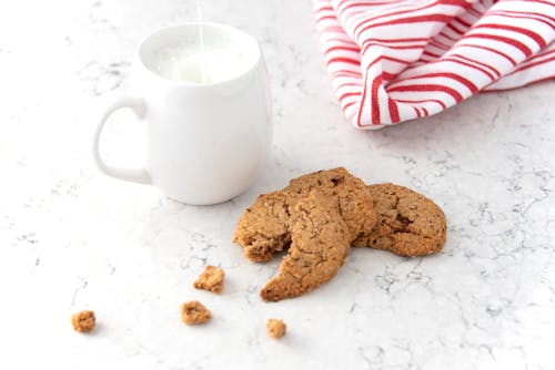 Milk and Cookies on Kitchen Counter