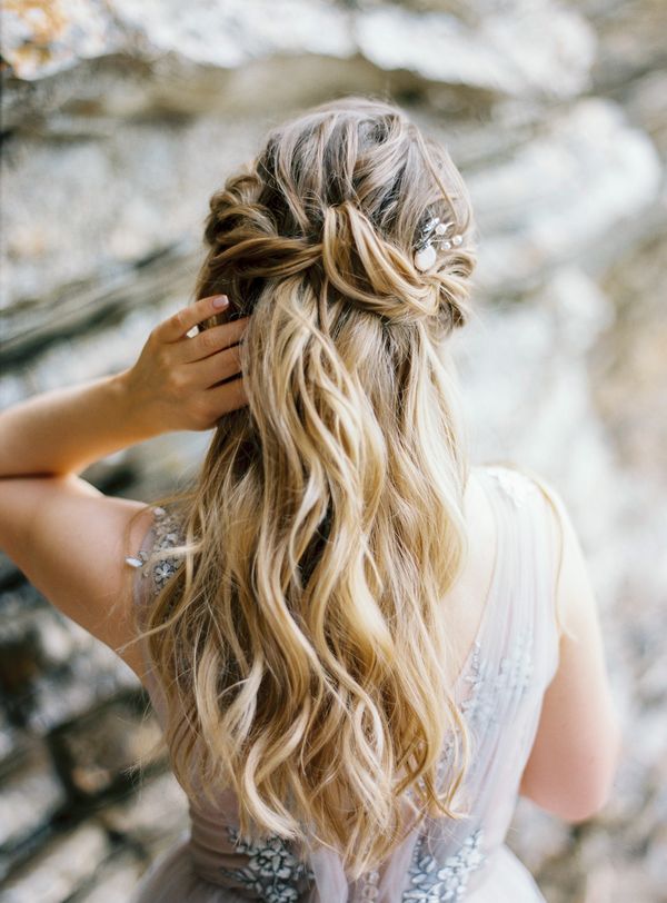 Twisted half-up crown party hairstyle