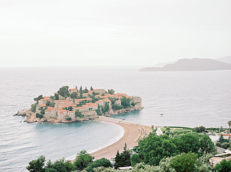 Scenic Photo Of Sveti Stefan Island In Montenegro