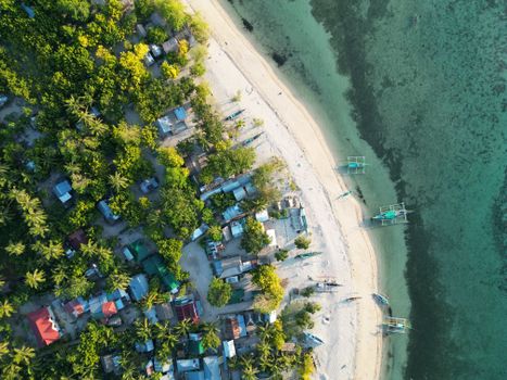Drone view of San Andres, Philippines, showcasing the coastline and vibrant greenery.