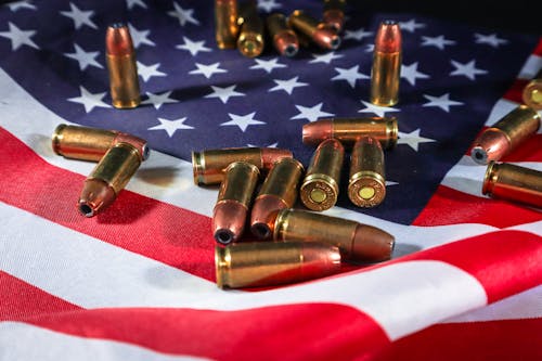 Gun Bullets on American Flag
