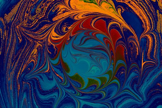 Vivid abstract artwork featuring swirling psychedelic patterns with bold colors.