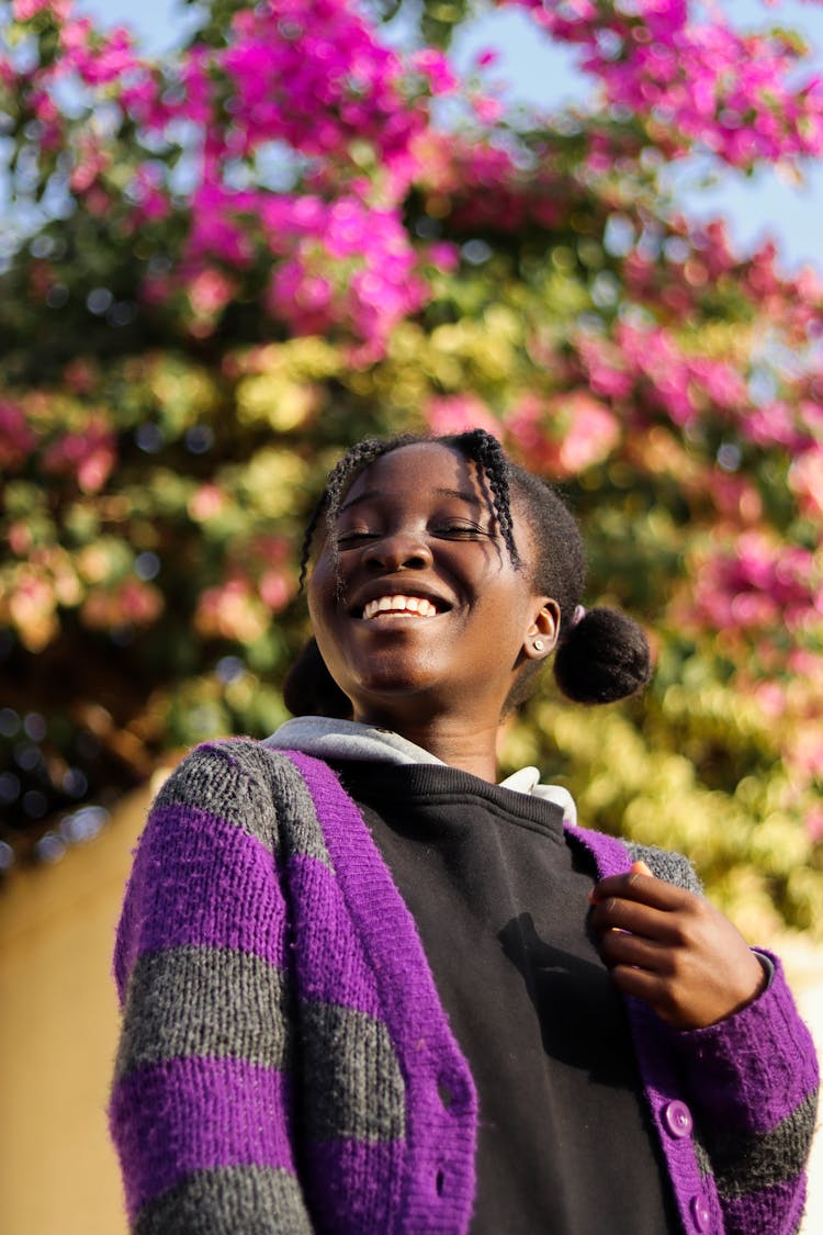 Laughing Girl In Knitted Sweater