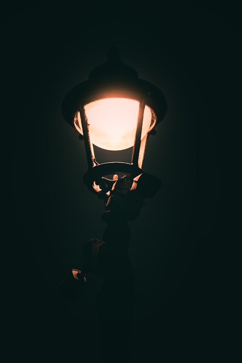 Close up of a Streetlight at Night 