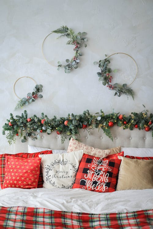 Bed with Christmas Decorations