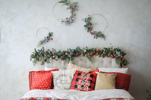 Christmas Decorations over Bed