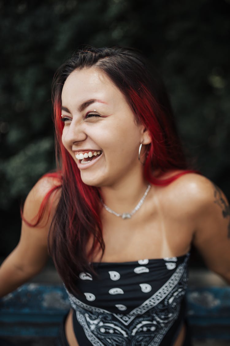 Woman With Dyed Hair Laughing