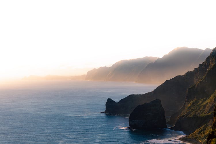 Sunlight Over Eroded Sea Shore