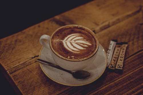 Základová fotografie zdarma na téma caffè latte art, čajová lžička, detail