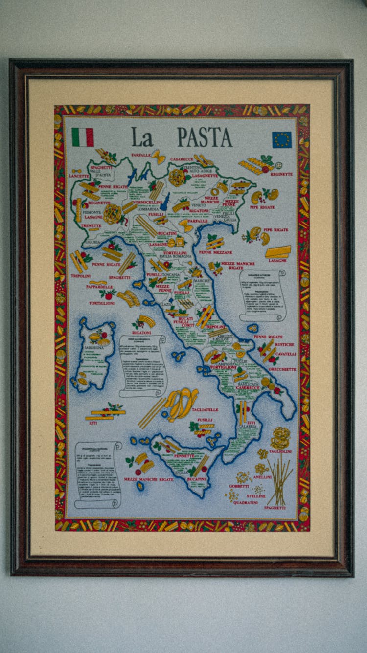 Map Of Italy In A Frame 